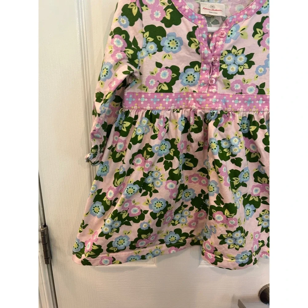Hanna Andersson‎ Dress Pink Floral Henley Long Sleeve Cotton Toddler 90 Bin A